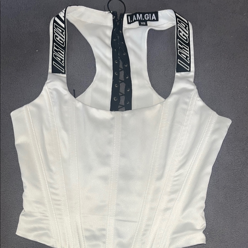 I.AM.GIA White Fitted Bustier Crop Top goood condition